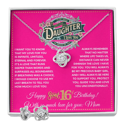 JGF Jewelry Gifts for Family To My Daughter Necklace Happy Sweet 16th Birthday Card For Girls From Mom