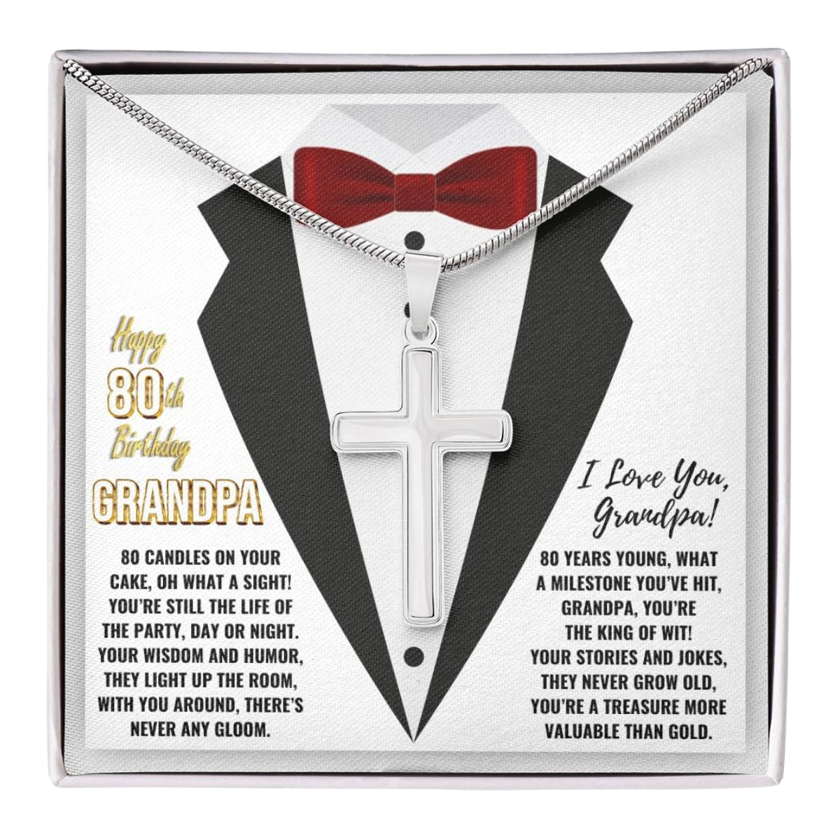 80th GrandPa White1 JGF Jewelry Gifts for Family ARTISAN CROSS TEMPLATE - artisancross-BB