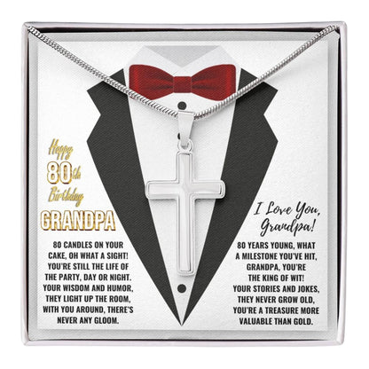 80th GrandPa White1 JGF Jewelry Gifts for Family ARTISAN CROSS TEMPLATE - artisancross-BB