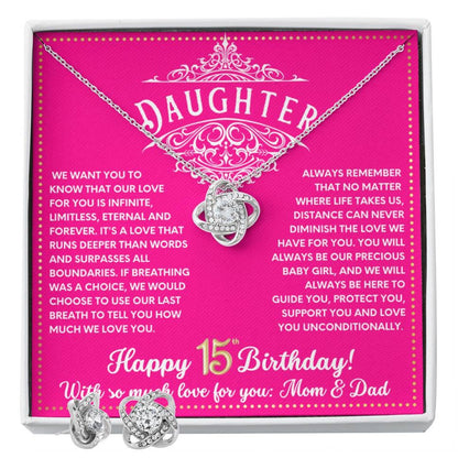 JGF Jewelry Gifts for Family 15 Year Old Happy 15th Birthday Card To My Daughter Necklace From Mom And Dad