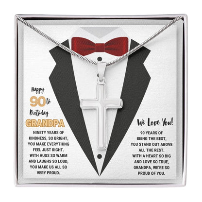 90th GrandPa White8 JGF Jewelry Gifts for Family ARTISAN CROSS TEMPLATE - artisancross-BB