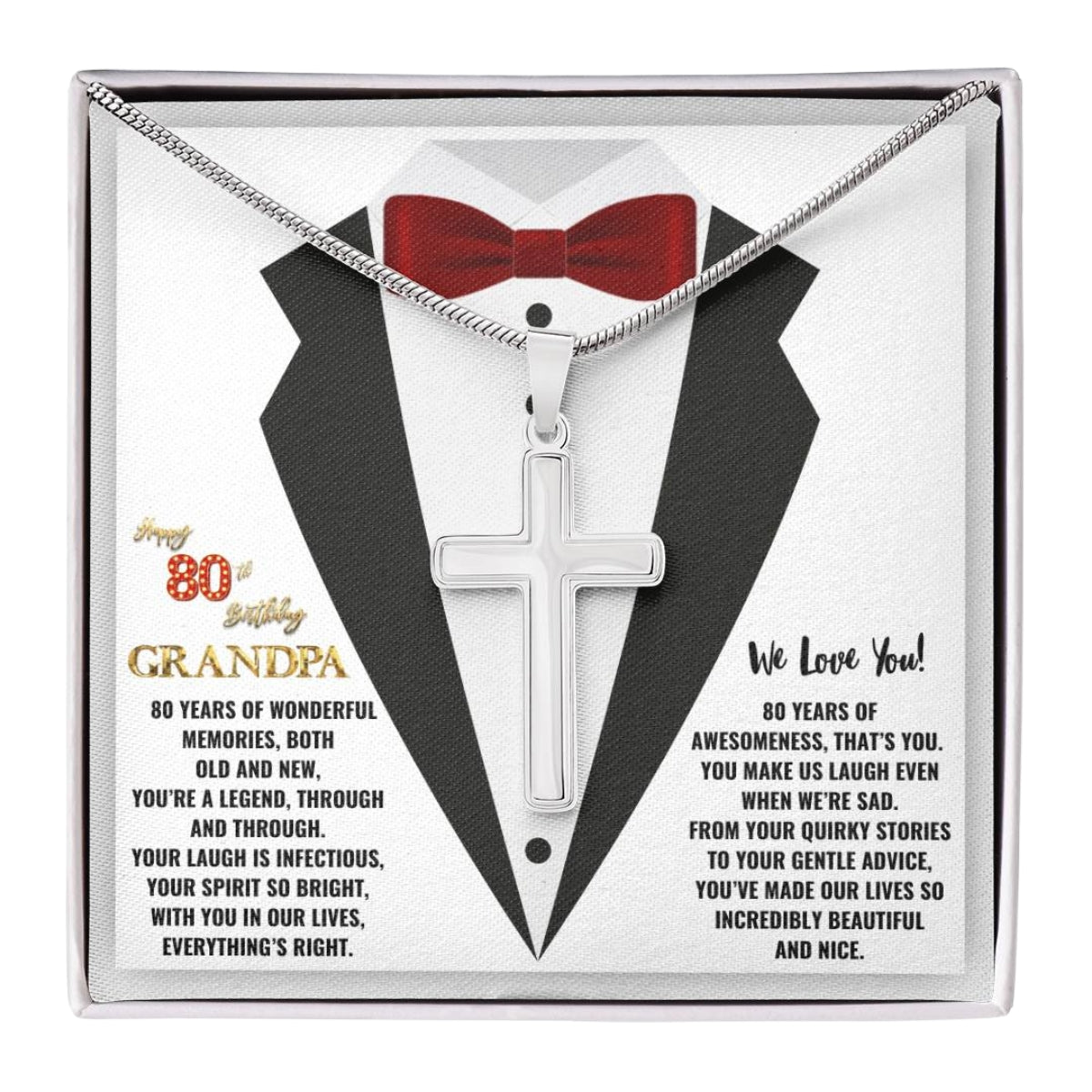 80th GrandPa White3 JGF Jewelry Gifts for Family ARTISAN CROSS TEMPLATE - artisancross-BB