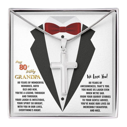 80th GrandPa White3 JGF Jewelry Gifts for Family ARTISAN CROSS TEMPLATE - artisancross-BB
