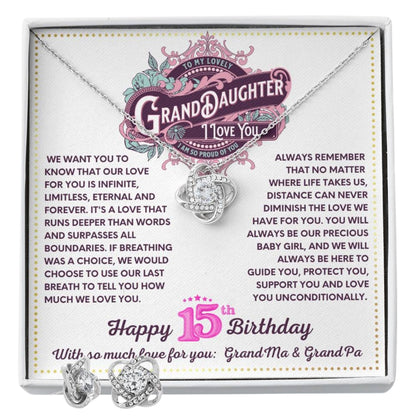 JGF Jewelry Gifts for Family Granddaughter Necklace From Grandpa And Grandma Happy 15th Birthday Card Gift 15 Year Old Teen Girl