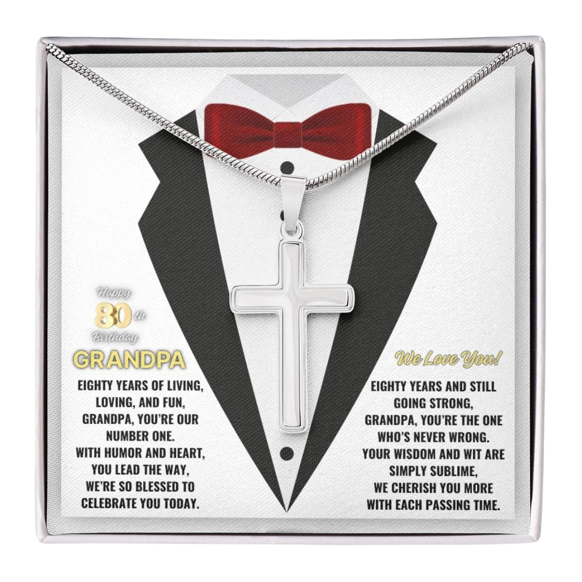 80th GrandPa White5 JGF Jewelry Gifts for Family ARTISAN CROSS TEMPLATE - artisancross-BB