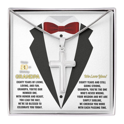 80th GrandPa White5 JGF Jewelry Gifts for Family ARTISAN CROSS TEMPLATE - artisancross-BB