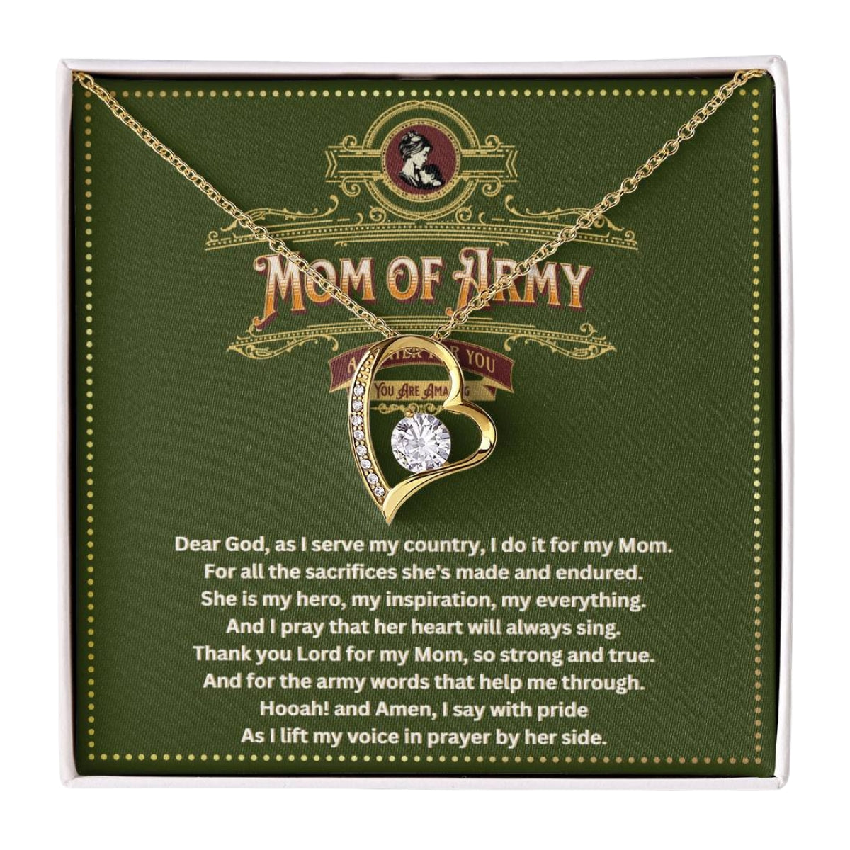 JGF Jewelry Gifts for Family Army Mom Necklace Pendant For Women Heart Pendant Jewelry Gifts Ideas For Her