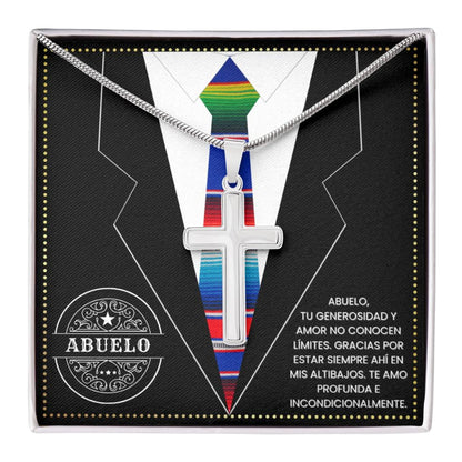 SpanishGrandPa8 JGF Jewelry Gifts for Family Regalo Para Abuelo Cross Necklace for Men Gifts For Grandpa In Spanish