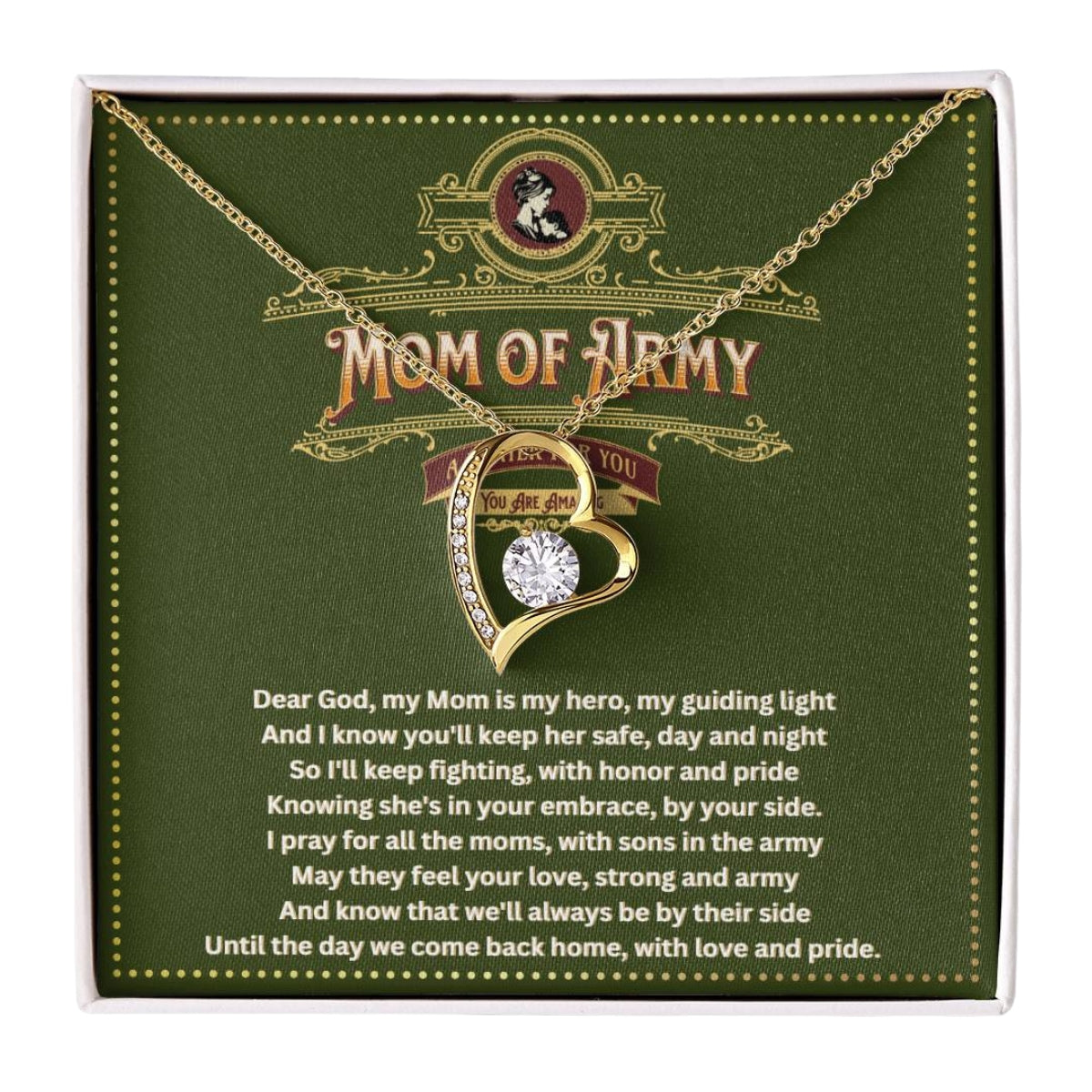 JGF Jewelry Gifts For Family Army Gifts For Mom Women Jewelry Heart Stainless Steel Necklace From Military Daughter and Son