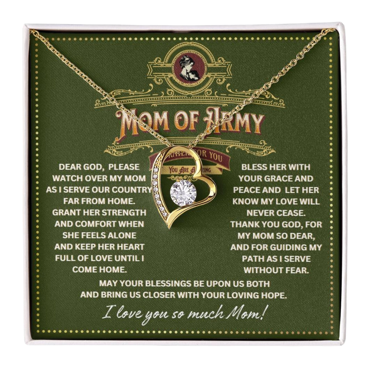 JGF Jewelry Gifts for Family Prayer for Mom of Army Necklace Pendant Jewelry For Women From Daughter and Son