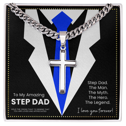 JGF Jewelry Gifts for Family To My Bonus Dad Cross Necklace Gifts From Kids Celtic For Men