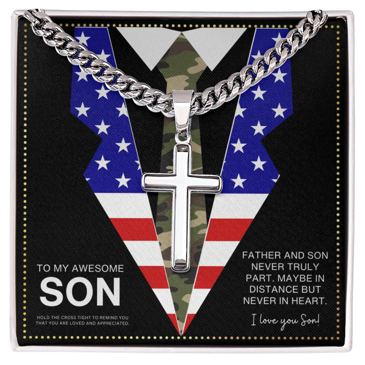 JGF Jewelry Gifts for Family Army National Guard US American Flag Cross Necklace For Men