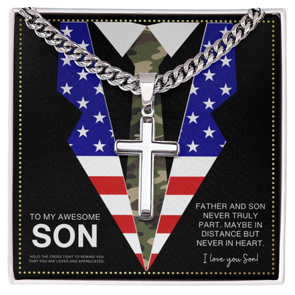 JGF Jewelry Gifts for Family Army National Guard US American Flag Cross Necklace For Men