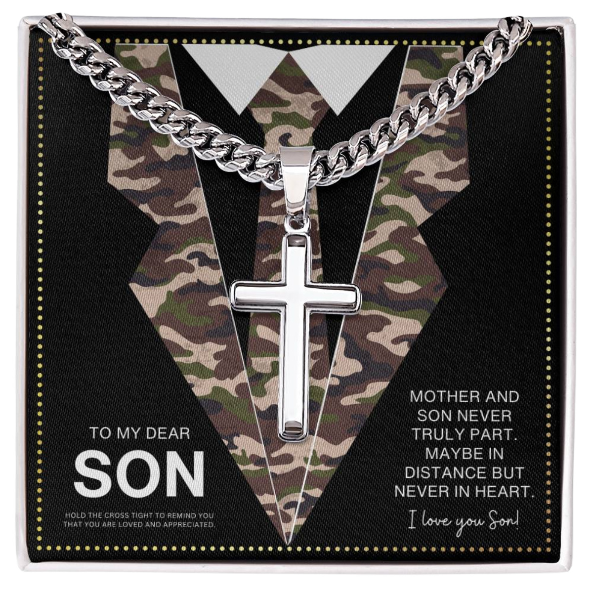 JGF Jewelry Gifts for Family Christian Necklace For Military Men Sterling Silver Cross Necklace
