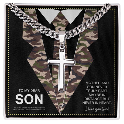 JGF Jewelry Gifts for Family Christian Necklace For Military Men Sterling Silver Cross Necklace
