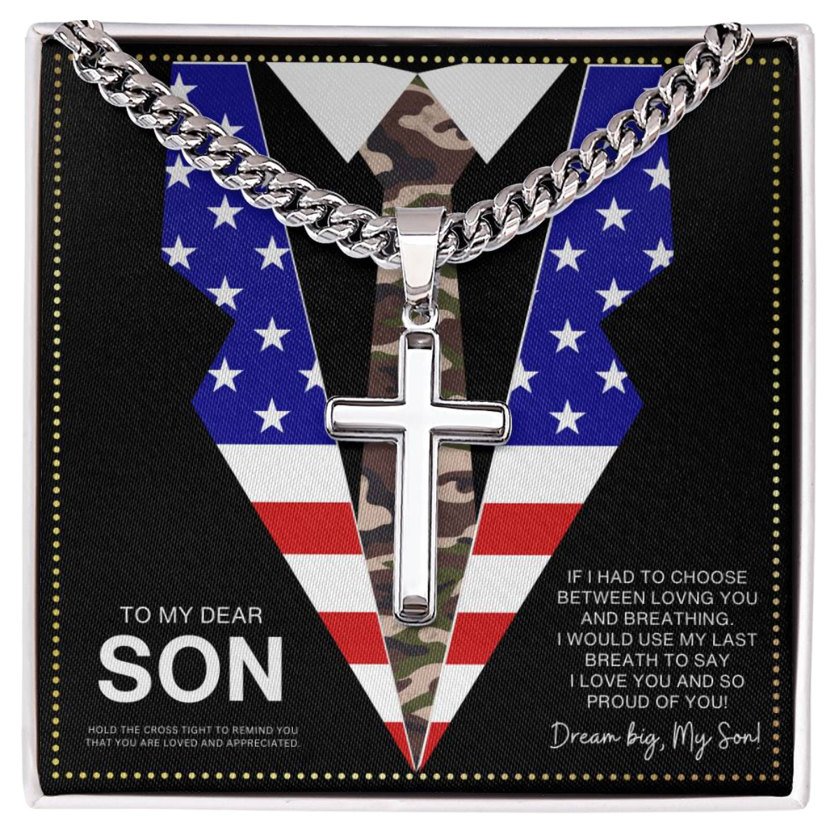 JGF Jewelry Gifts for Family  To My Son Necklace US American Flag Navy Marine Corps Army