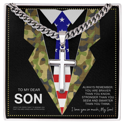 JGF Jewelry Gifts for Family Gifts From Mother To Marine Son Navy Army Cross Necklace