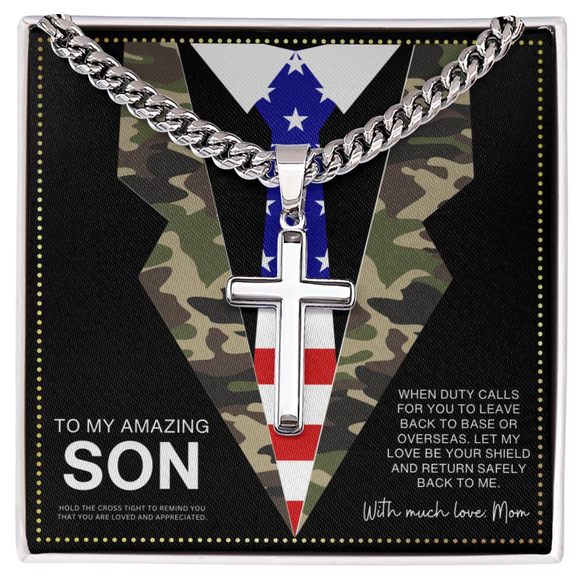 JGF Jewelry Gifts for Family  US Army Navy Cross Necklaces For Men To Son Necklace From Mom