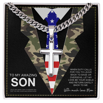 JGF Jewelry Gifts for Family  US Army Navy Cross Necklaces For Men To Son Necklace From Mom