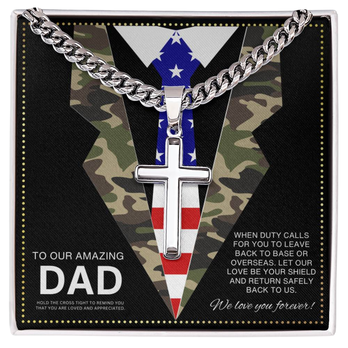 JGF Jewelry Gifts Dad Marine Corps Necklace USMC Necklace American Flag Cross Necklace