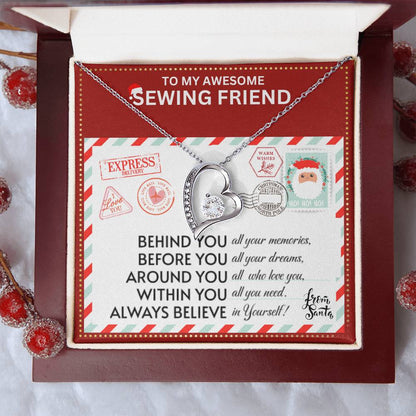 JGF Jewelry Gifts for Family To My BFF Bestie Heart Necklace Gift For Sewing Adult Female Friend