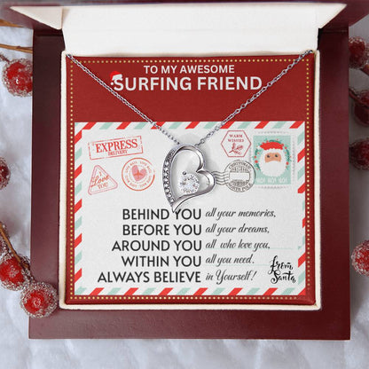 JGF Jewelry Gifts for Family To My BFF Bestie Heart Necklace Gift For Surfing Adult Female Friend