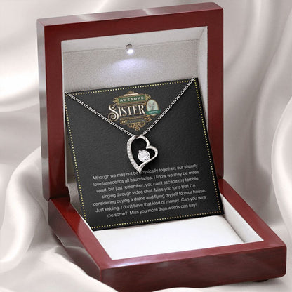 JGF Jewelry Gifts for Family | You are Awesome Gifts for Women Simple Gift Basket Item for Sister |Cubic Zirconia Heart Necklace