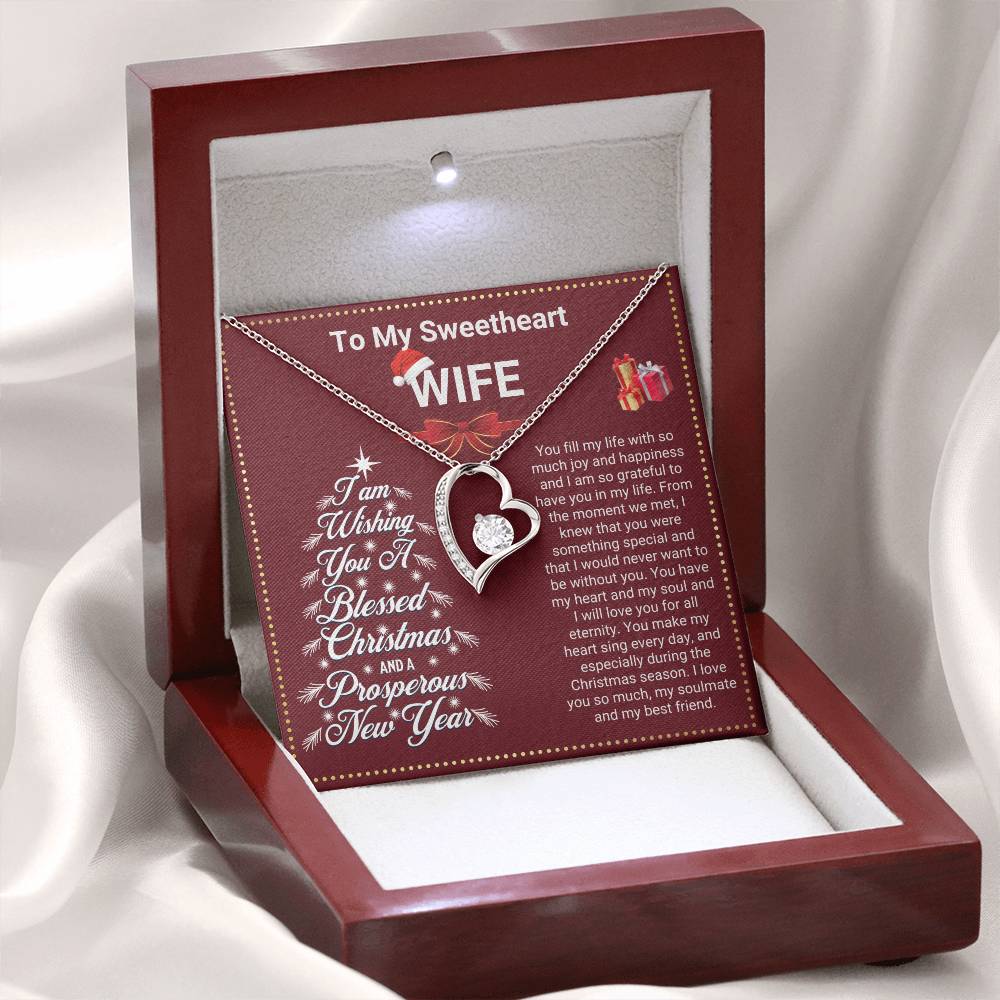 JGF Jewelry Gifts for Family Christmas Message Card For Wife Heart Shaped Necklaces For Women