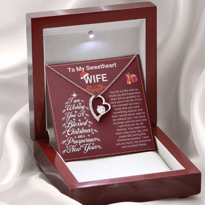 JGF Jewelry Gifts for Family Christmas Message Card For Wife Heart Shaped Necklaces For Women