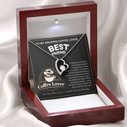 JGF Jewelry Gifts for Family Coffee Lover BFF Bestie Heart Necklace for Women