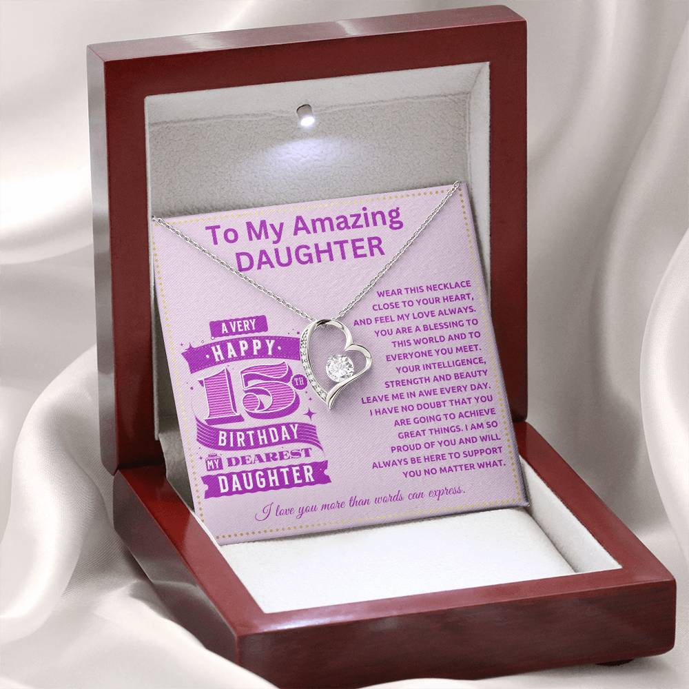 JGF Jewelry Gifts for Family 15th Birthday Card Daughter Turning 15 Year Old