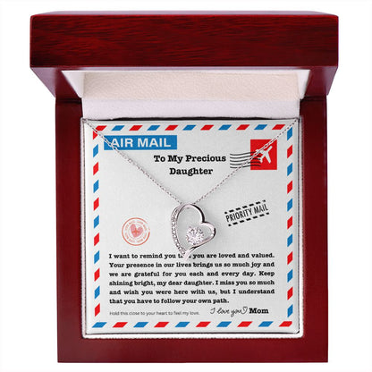 JGF Jewelry Gifts for Family | A Letter To My Daughter From Heaven Mom | Sterling Silver One Heart Choker Pendant Necklace