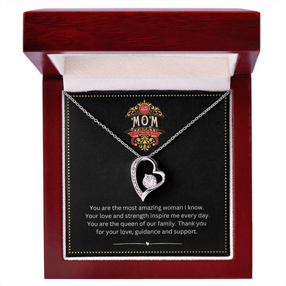 JGF Jewelry Gifts for Family | Mothers Birthday Gift I Love Mom Heart Pendant Necklace for Women with Message Card