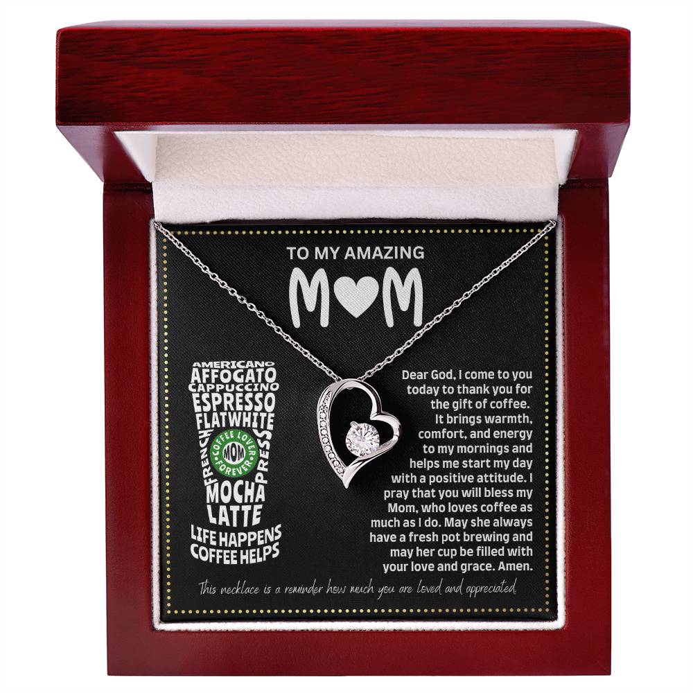 JGF Jewelry Gifts for Family I Love You Mom Heart Necklace for Coffee Lovers