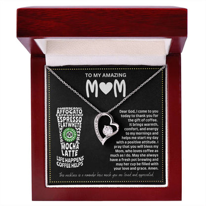JGF Jewelry Gifts for Family I Love You Mom Heart Necklace for Coffee Lovers