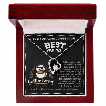 JGF Jewelry Gifts for Family Coffee Lover BFF Bestie Heart Necklace for Women