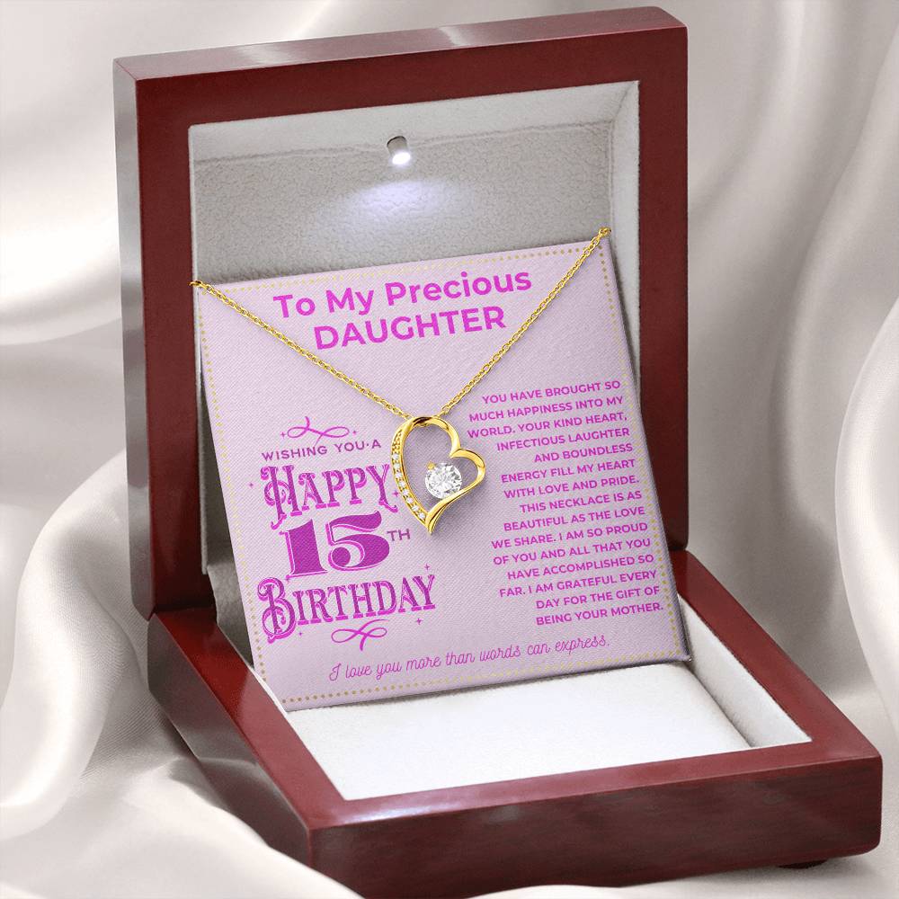 JGF Jewelry Gifts for Family Happy 15th Birthday To My Daughter Necklace
