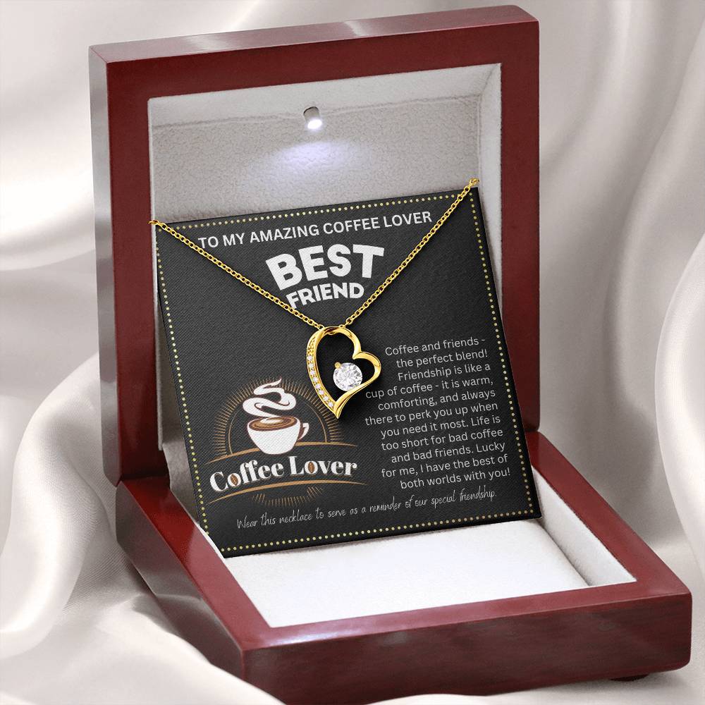 JGF Jewelry Gifts for Family Coffee Lover BFF Bestie Heart Necklace for Women