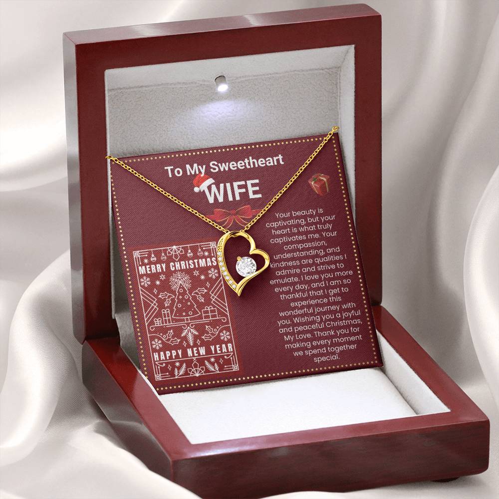 JGF Jewelry Gifts for Family Christmas Message Card For Wife Simple Silver Necklace For Women Heart