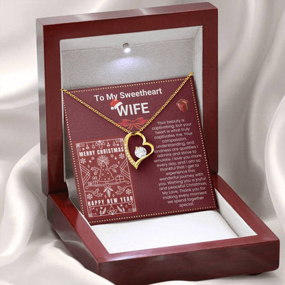 JGF Jewelry Gifts for Family Christmas Message Card For Wife Simple Silver Necklace For Women Heart