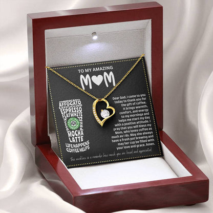 JGF Jewelry Gifts for Family I Love You Mom Heart Necklace for Coffee Lovers