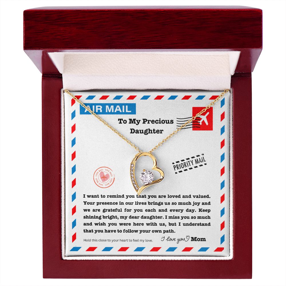 JGF Jewelry Gifts for Family | A Letter To My Daughter From Heaven Mom | Sterling Silver One Heart Choker Pendant Necklace