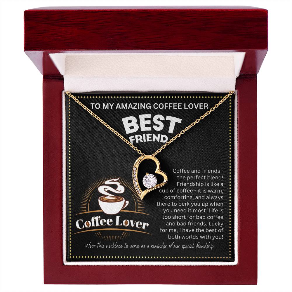 JGF Jewelry Gifts for Family Coffee Lover BFF Bestie Heart Necklace for Women