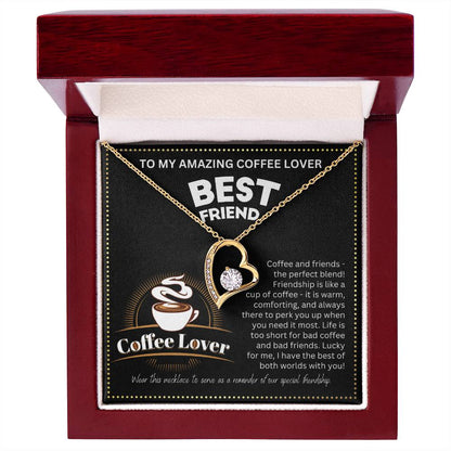 JGF Jewelry Gifts for Family Coffee Lover BFF Bestie Heart Necklace for Women