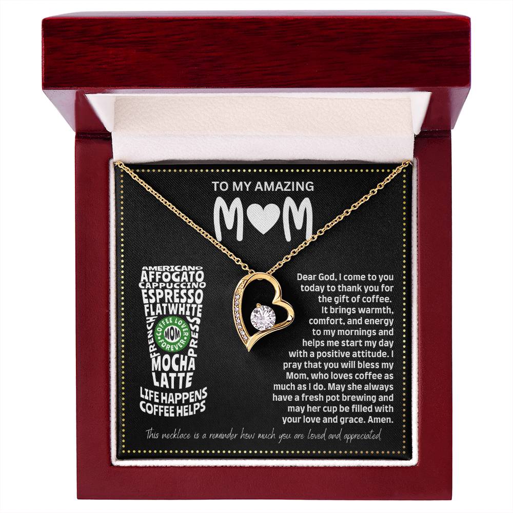 JGF Jewelry Gifts for Family I Love You Mom Heart Necklace for Coffee Lovers