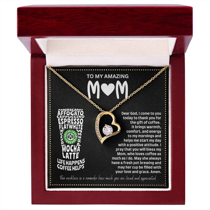 JGF Jewelry Gifts for Family I Love You Mom Heart Necklace for Coffee Lovers
