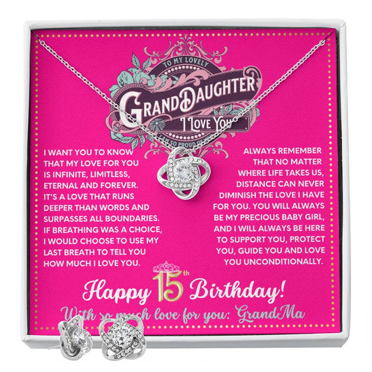 JGF Jewelry Gifts for Family Happy 15th Birthday Card Gifts For Teen Girls Granddaughter Necklace From Grandma