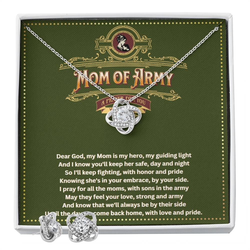 JGF Jewelry Gifts for Family Army National Guard Mom Necklace Cubic Zirconia Earrings And Necklace Jewelry Set