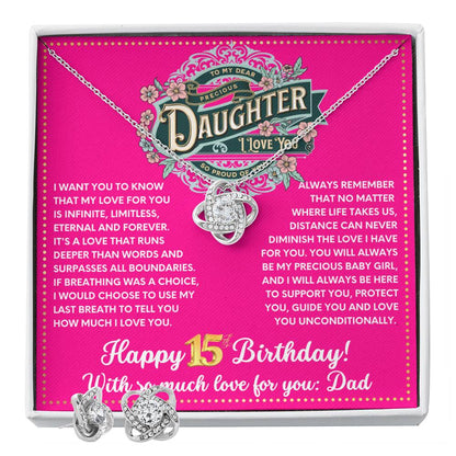 JGF Jewelry Gifts for Family To My Daughter Necklace From Dad Happy 15th Birthday Card Gifts For Girls
