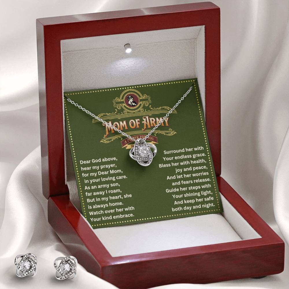 JGF Jewelry Gifts for Family Proud Army Mom Necklace For Women Cubic Zirconia Necklace And Earring Set